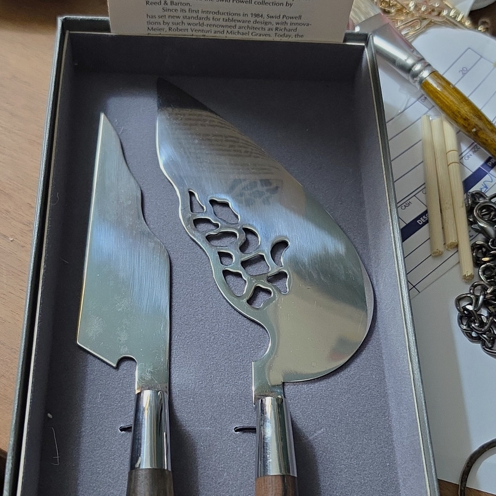 NOS Vintage Swid Powell David Palterer Dessert Set Knife & Cake/Pie Slice BOX